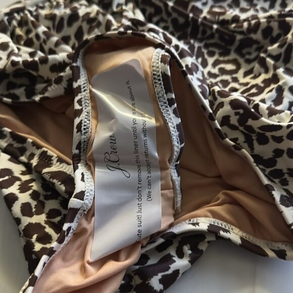 NWT J.Crew Women’s Brown Leopard Print Ruched Bandeau One Piece Swimsuit Size 2 - Picture 4 of 11